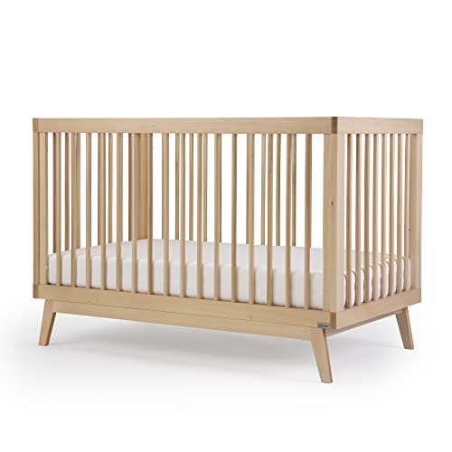 dadada Baby Soho 3-in-1 Convertible Crib – Made in Italy, GREENGUARD Gold, Adjustable Mattress Height, Solid Beechwood – Baby-Safe Finish, Modern Design 53.15 x 29.95 x 36.7 in 3 Colors (Natural)
