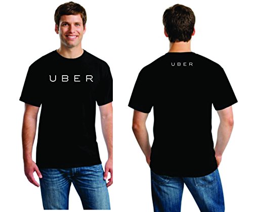 Men's New uber Black tee Shirt with Text on The Back (XLarge)
