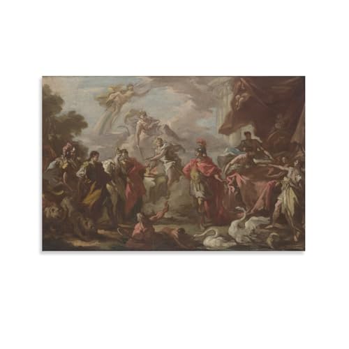 WLLKIY 0914 Giovanni Antonio Pellegrini - An Allegory of The Marriage of The Elector Palatine Posters Art Print Wall Photo Paint Poster Hanging Picture Family Bedroom Decor Gift 20x30inch(50x75cm)