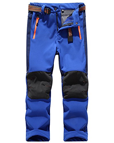 Jessie Kidden Kids Boys Girls Youth Waterproof Windproof Hiking Ski Snow Pants Elastic Waist Warm Insulated Fleece Lined Winter Pants #16010-Dark blue,8-9Years