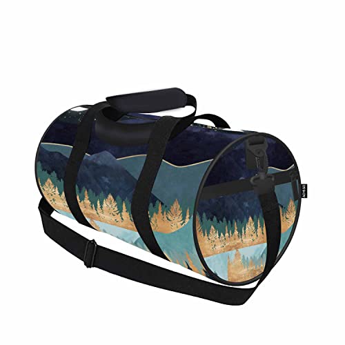 AOYEGO Gold Mountain Travel Duffle Bag Luxury Star Lake Overnight Bag For Men Women Weekender Bag For Traveling Sports Tote Gym Bag