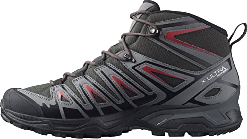 Salomon Men's X ULTRA PIONEER MID CLIMASALOMON WATERPROOF Hiking Boots for Men, Peat / Quiet Shade / Biking Red,11