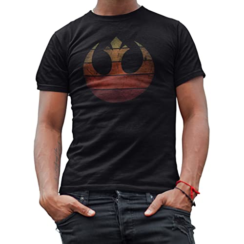 Rebel Alliance Rebellion T-Shirt for Men Adult Merch Graphic Tshirt Men's Tee 3X 3XL XXX-Large Retro Gradient The Last Jedi Luke Skywalker Rey Princess Leia Chewbacca Finn R2D2 BB8 (Black, XXX-Large)