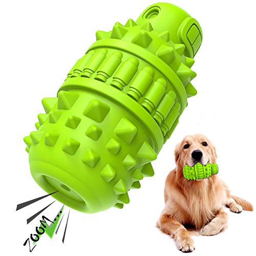 PIFFZEDO Dog Toy for Aggressive Chewer Large Medium Nearly Indestructible Super Chew Squeaky Birthday Toy Toothbrush Interactive Tough Durable Dog Toys Natural Rubber(Green,Large)