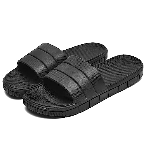 clootess Shower Shoes Slide for Women and Men Bath Slipper Sandal Bathroom Pool Non-Slip Quick Drying Black 40.41
