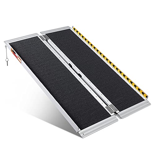 ORFORD Non Skid Wheelchair Ramp 4FT, Threshold Ramp with an Applied Slip-Resistant Surface, Portable Aluminum Foldable Mobility Scooter Ramp, for Home, Steps, Stairs, Doorways, Curbs