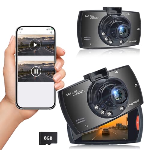 Dash Camera for Cars, Car Recorders, Deals of The Day 720p Car Dashboard Camera with 24H Parking Monitor, 170 ° Camera, Loop Recording, Motion Detection with Bracket and 8GB Memory Card