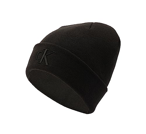Calvin Klein Men's 3D Embroidered CK Monogram Cuff Hat, Black, One Size