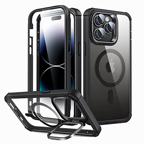 ESR for iPhone 14 Pro Max Case, Full Body Shockproof Case Designed for MagSafe, Military-Grade Protection, Magnetic Phone Case for iPhone 14 Pro Max, Shock Armor Kickstand Case (HaloLock) Clear Black