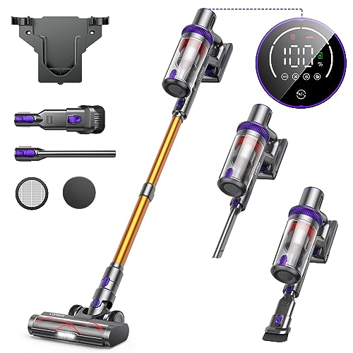Laresar Cordless Vacuum Cleaner, 400W/33Kpa Stick Vacuum Cleaner with Touch Screen, Up to 50 Mins Runtime, Handheld Anti-Tangle Vacuum Cleaner, Edge Cleaning, Pet Hair, Carpet and Hardwood Floor