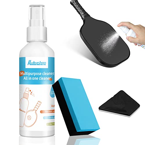 Pickleball Paddle Cleaner for Pickleball & Table Tennis Rackets, Racket Care Kit:Rubber Cleaner 3.4oz,1 Cleaning Sponge, 1 Micro-Fiber Cloth,Easily Remove Pickleball & Ping Pong Paddles Residue, Dirt