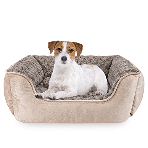 JOEJOY Rectangle Dog Bed for Large Medium Small Dogs Machine Washable Sleeping Dog Sofa Bed Non-Slip Bottom Breathable Soft Puppy Bed Durable Orthopedic Calming Pet Cuddler, Multiple Size, Beige