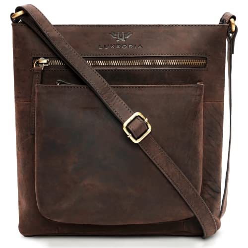 Real Leather Crossbody Purses for Women, Handmade Crossbody Bags for Women, Adjustable Strap, Triple Zip Premium Material, Classy - Dark Brown