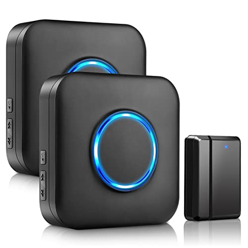 Wireless Door Sensor Chime BITIWEND Alarm Contact Sensor Door Bell for Office/Home/Store,Door Open Chime Window Alarm Operate Range 600ft with 58 Chimes 5Volume Level,1 Door Sensor+2 Plug-in Receiver