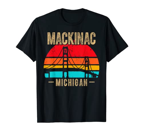 Mackinac Bridge Mackinaw Retro Vintage Michigan Souvenir T-Shirt