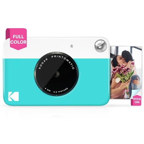 KODAK Printomatic Digital Instant Print Camera - Full Color Prints On ZINK 2x3' Sticky-Backed Photo Paper (Blue) Print Memories Instantly