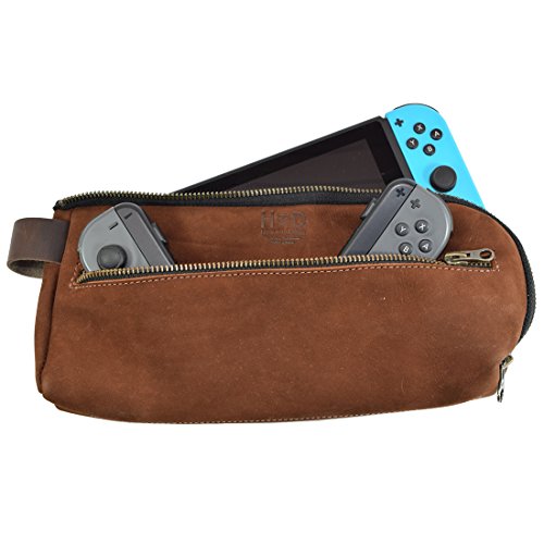 Hide & Drink, Carrying Case Compatible with Switch, Urban Travel Pouch, Soft Storage Bag, Scratch & Bump Protection, Minimalist Essentials, Full Grain Leather, Handmade, Swayze Suede