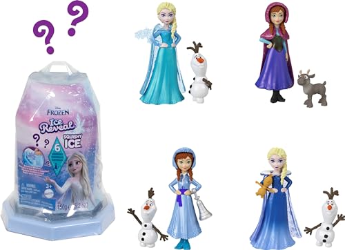 Mattel Disney Frozen Small Doll Ice Reveal with Squishy Ice Gel and 6 Surprises Including Character Friend & Play Pieces (Dolls May Vary)