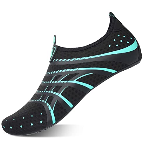 BARERUN Womens Mens Water Shoes Aqua Socks Barefoot for Outdoor Beach Swim Surf Yoga Exercise Blue 12-13 M US Women / 10-11 M US Men