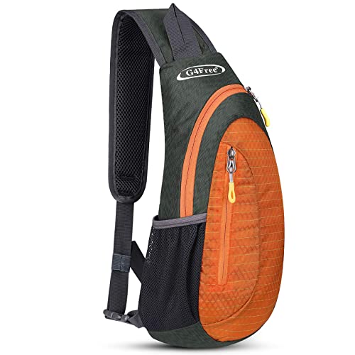 G4Free Sling Bags Men and Women Shoulder Backpack Small Cross Body Chest Sling Backpack Grey-orange