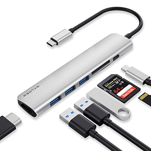 WALNEW 7-in-1 USB C Hub with 100W PD,4K HDMI,SD/TF Reader,USB 3.0, Thunderbolt 3 Dongle Multiport Adapter Type C Dock for Mac/iMac/MacBook M1 M2,iPad Pro/Air/Mini 6,Dell XPS 15 13,Chromebook Laptop