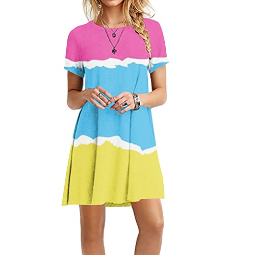 Casual Sundress for Womens 2023 Easter Day Valentine's Day St. Patrick's Day Generic Vestidos Embarazadas Elegantes Button Front Midi Dress Hawaii Theme Outfits for Women Pakula Dresses for Women