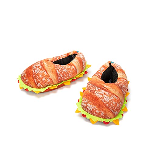 Coddies Sub Sandwich Slippers | Novelty Plush Slippers, Funny Gift, Non-Slip Grip | Ultimate Gift Medium (4-7.5 Men | 6-9.5 Women) Brown
