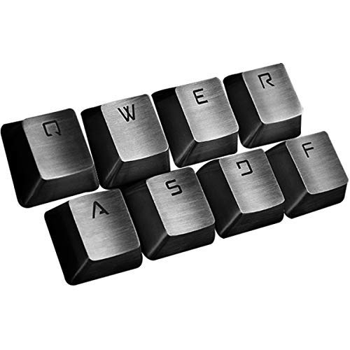 Gaming Keycap Set for FPS/MOBA Keys, Stainless Steel keycap with Stainless Steel Key Puller Compatible with Cherry MX Switches (QWERASDF(8key))