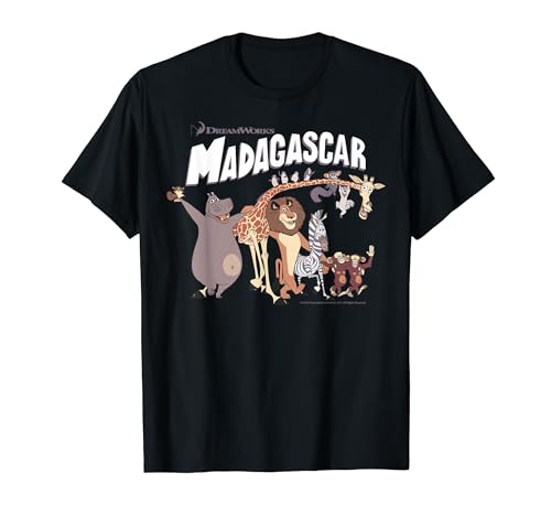 Madagascar Cartoon Group Shot Movie Logo T-Shirt