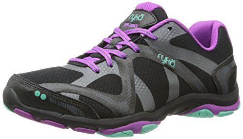 Ryka Women's Influence Cross Trainer, Black/Sugar Plum/Vivid Aqua, 7.5 M US