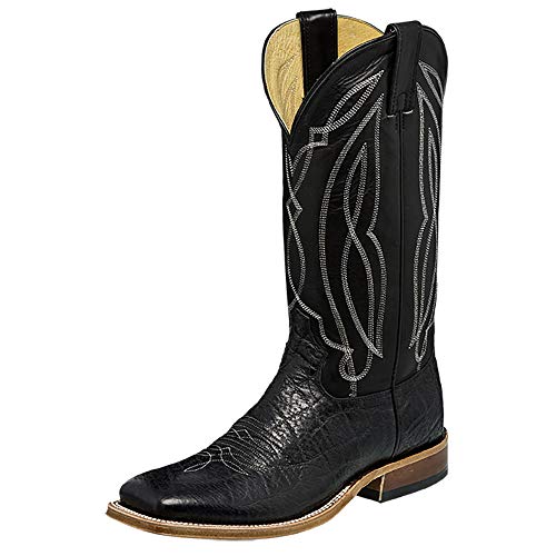 Tony Lama Men's Flat Black Cow w/Black Ranch Top Boots Black 10 D