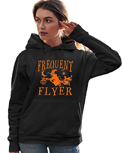 Go All Out XX-Large Black Mens Frequent Flyer Funny Witch Halloween Sweatshirt Hoodie
