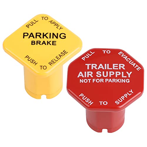 YiaChuii 298818N Yellow Semi Truck Parking Brake Knobs and 298817N Red Tractor Trailer Air Brake Knob Set