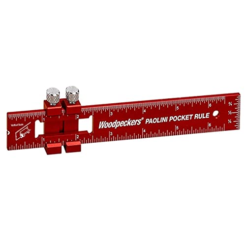 Woodpeckers Paolini Pocket Rules, 6 Inch/150mm Aluminum Woodworking Ruler with Slide Stops