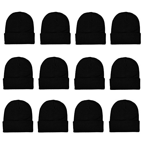 Gelante Unisex Beanie Cap Knitted Warm Solid Color Multi-Packs.2040-12Black