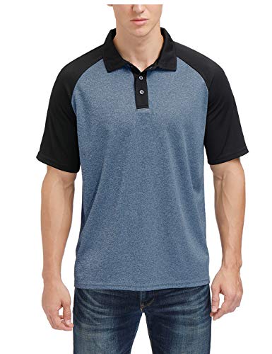 Men's Casual Short Sleeve Moisture Wicking Performance Golf Polo Contrast Color Patchwork Pique Shirts Tops (Royal Blue-Black, X-Large, x_l)