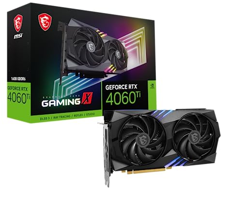 MSI Gaming GeForce RTX 4060 Ti 16GB GDRR6 Boost Clock: 2655 MHz 128-Bit HDMI/DP Nvlink TORX Fan 4.0 Ada Lovelace Architecture Graphics Card (RTX 4060 Ti Gaming X 16G)
