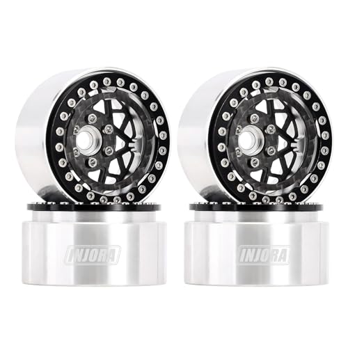 INJORA 1.9 beadlock Wheels - 10mm Deep Dish Negative Offset Wheels for 1/10 RC Crawler SCX10 TRX4 VS4-10 Gen8, W1952