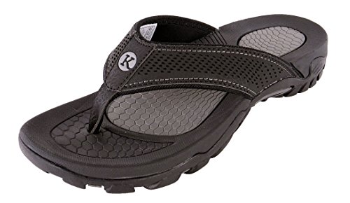 Kaiback Women's Drifter Arch Support Sport Flip Flop Orthotic Sandal - Women’s Comfort Orthopedic Footwear (8, Black/Grey)