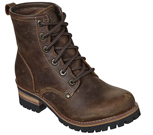 Skechers Women's Laramie 2 Engineer Boot, 6.5 B - Medium, Dark Brown