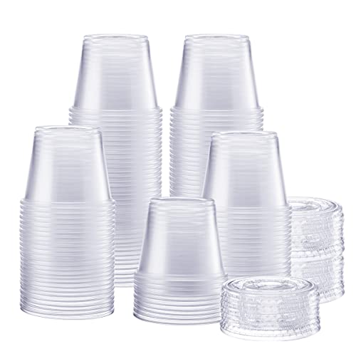 Comfy Package [200 Sets - 5.5 oz.] Plastic Disposable Portion Cups with Lids, Souffle Cups, Jello Cups