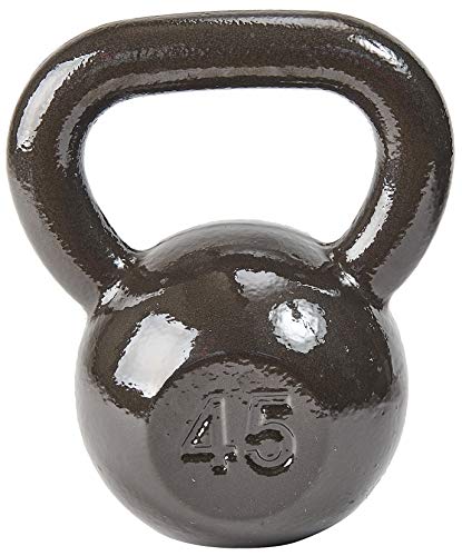 Signature Fitness Kettlebell Solid Smooth Adjustable/Cast Iron/Rubber Base for Strength Training, Home Gym, 45lbs