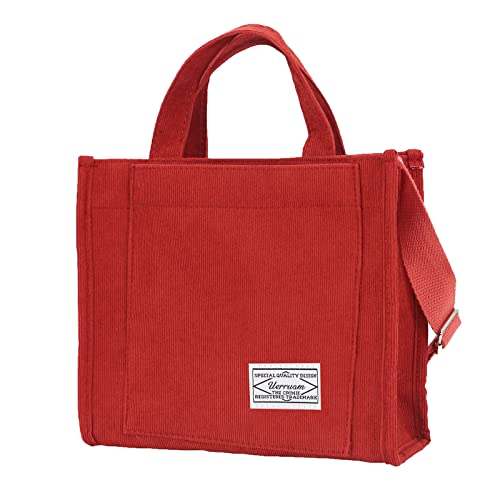 UERRUAM Tote Bag Women Aesthetic Corduroy Bags Small Cross Body Bag Purse for Women Mini Handbags Everyday Bag Hobo Bag