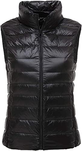 LANBAOSI Women's Packable Lightweight Down Vest Winter Down Waistcoat Black