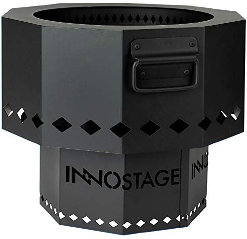 INNO STAGE Smokeless Fire Pit for Outdoor Wood Pellet Burning Spark Bowl with Portable Carrying Bag, 15' Firepit Grill of Fireplace Stove for Picnic Camping Cooking on Beach - M