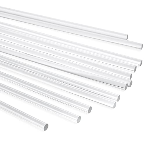 12 Pack Plastic Dowel Rods for DIY Projects, Clear Acrylic Sticks for Party Decorations (0.25x12')