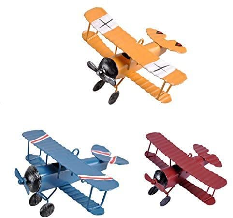 TTKBHHQ 3pc Vintage Metal Planes Model Iron Retro Aircraft Glider Biplane Pendant Model Airplane Kids Toy,Christmas,Home Decor,Ornament,Desktop Decoration