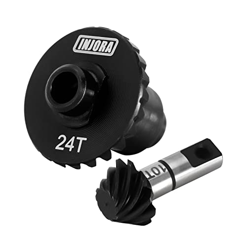 INJORA 24T/10T Underdrive Alloy Steel Helical Gear Set for 1/18 RC Crawler Car TRX4M Upgrade,1pcs