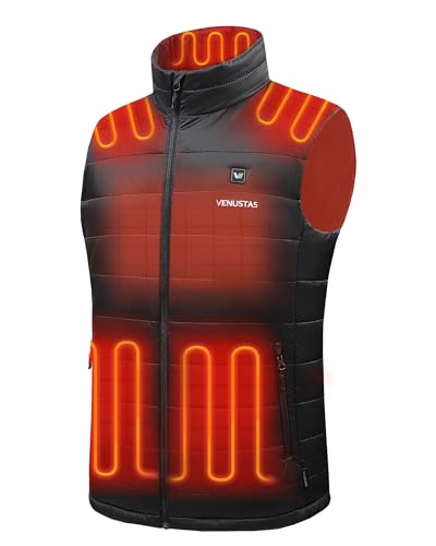 Venustas Men's Heated Vest with Battery Pack 7.4V, Ultra-thin Carbon Fiber, Suitable for Winter Outdoor Hunting Skiing