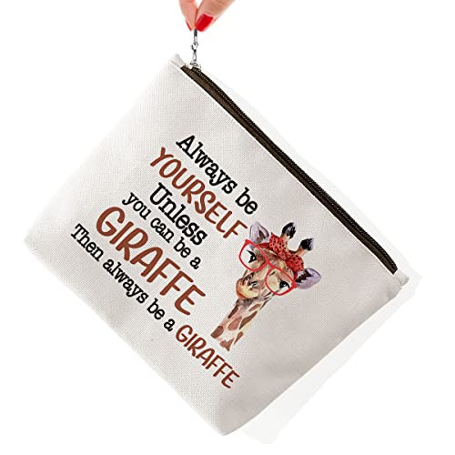 BiuNiuring Giraffe Gifts for Women, Giraffe Gifts for Giraffe Lovers, Funny Giraffe Makeup Bag, Cosmetic Bag, Always Be Yourself Unless You Can Be A Giraffe Then Always Be A Giraffe